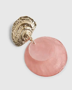 Pink Shell Disc Earrings