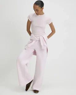 Pink Short Sleeve Fitted Ribbed Top