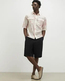 Pink Short Sleeve Floral Printed Shirt
