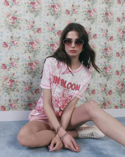 Pink Short Sleeve In Bloom Cotton T-shirt