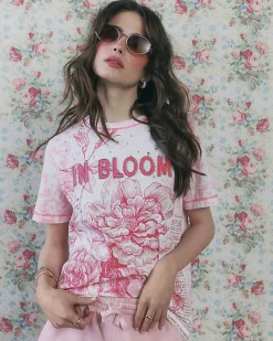Pink Short Sleeve In Bloom Cotton T-shirt
