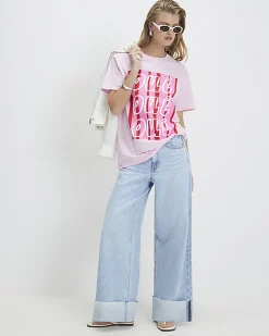 Pink Short Sleeve Oui Oui Graphic T-Shirt