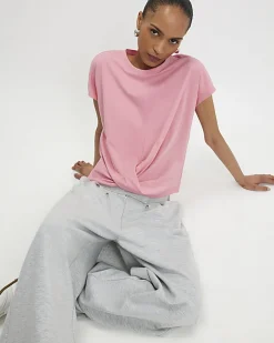Pink Short Sleeve Twist Front T-shirt