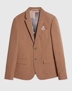 Pink Skinny Fit Stretch Textured Suit Jacket