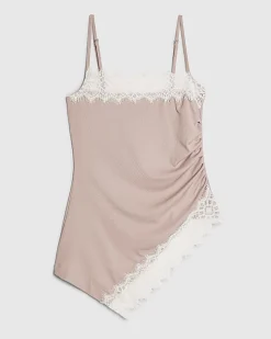 Pink Sleeveless Lace Trim Cami Top