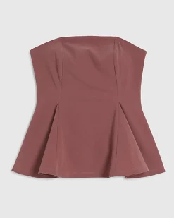 Pink Sleeveless Peplum Bandeau Top