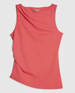Pink Sleeveless Slash Neck Top