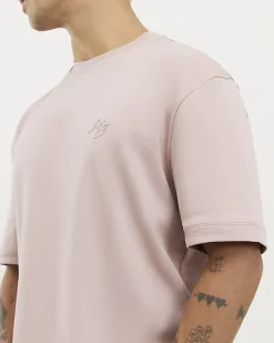 Pink Slim Fit Embroidered Crew Neck T-Shirt