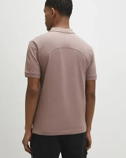 Pink Slim Fit Pique Badge Polo Shirt