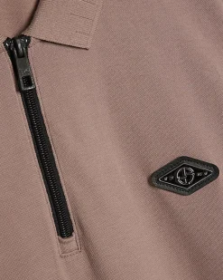 Pink Slim Fit Pique Badge Polo Shirt