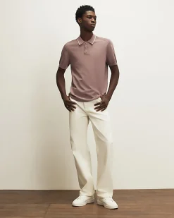 Pink Slim Fit Short Sleeve Knit Polo Shirt