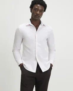 Pink Slim Fit Stripe Formal Shirt