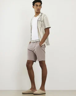 Pink Slim Stretch Chino Short with Belt
