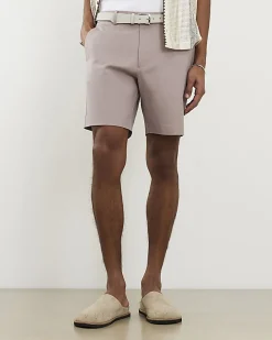 Pink Slim Stretch Chino Short with Belt