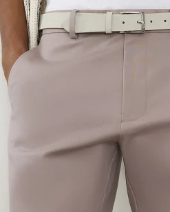 Pink Slim Stretch Chino Short with Belt