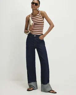 Pink Stripe Sleeveless Ribbed Cami Top