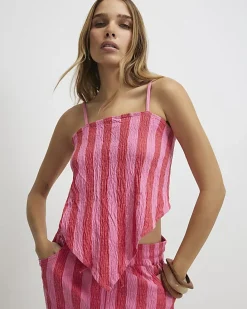 Pink Striped Scarf Top