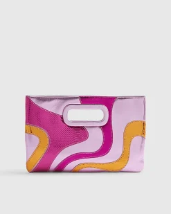 Pink Swirl Panel Clutch Bag
