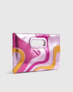 Pink Swirl Panel Clutch Bag