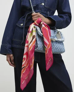 Pink Swirl Print Neck Scarf