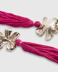 Pink Tassel Flower Earrings