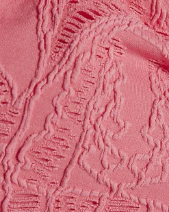 Pink Texture Shell Bandeau Bikini Top