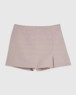 Pink Textured Front Split Skort