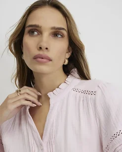 Pink Textured Tie Waist Playsuit