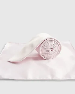 Pink Twill Tie And Handkerchief Set