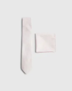 Pink Twill Tie And Handkerchief Set