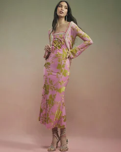 Pink Year Zero Floral Tie Front Cover Up