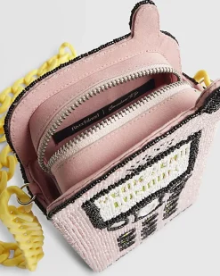 Pink Year Zero Telephone Beaded Crossbody Bag