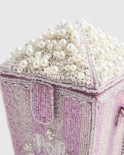 Purple Beaded Popcorn Cross body Bag