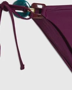 Purple Buckle Trim Bikini Bottoms