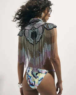 Purple Butterfly Beaded Cape