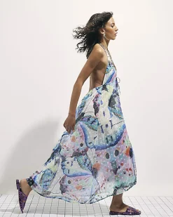 Purple Butterfly Embellished Maxi Dress