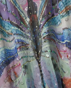 Purple Butterfly Embellished Maxi Dress