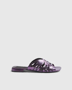 Purple Butterfly Flat Sandals