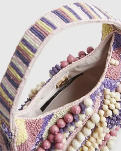 Purple Chunky Beaded Shoulder Bag