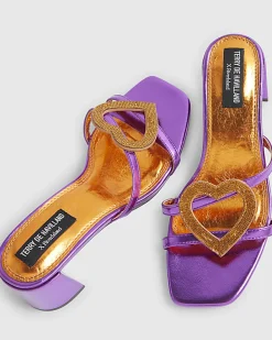 Purple Heart Heeled Mule Sandals