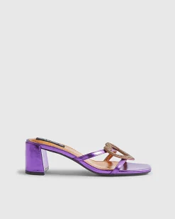 Purple Heart Heeled Mule Sandals