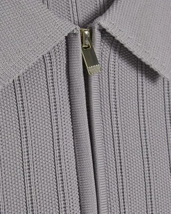 Purple Muscle Fit Ribbed Polo Shirt