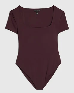 Purple Short Sleeve Scoop Neck Bodysuit
