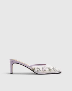 Purple Square Toe Mule Court Shoes