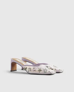Purple Square Toe Mule Court Shoes
