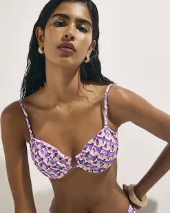 Purple Structured Pineapple Bikini Top