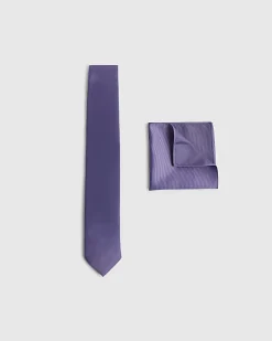 Purple Twill Tie And Handkerchief Set