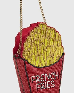 Red Beaded French Fries Cross Body Bag