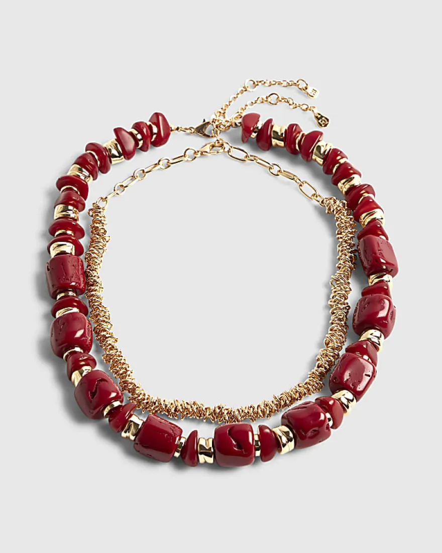 Red Coral Collar Necklace
