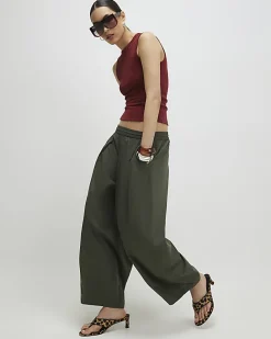 Red Cotton Ribbed Tank Top